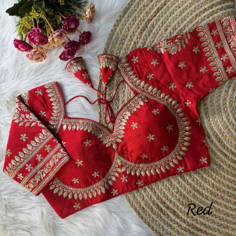 VICHITRA SILK HEAVY JARI EMBROIDERY & SEQUENCE WORK BLOUSE AT WHOLESALE PRICE