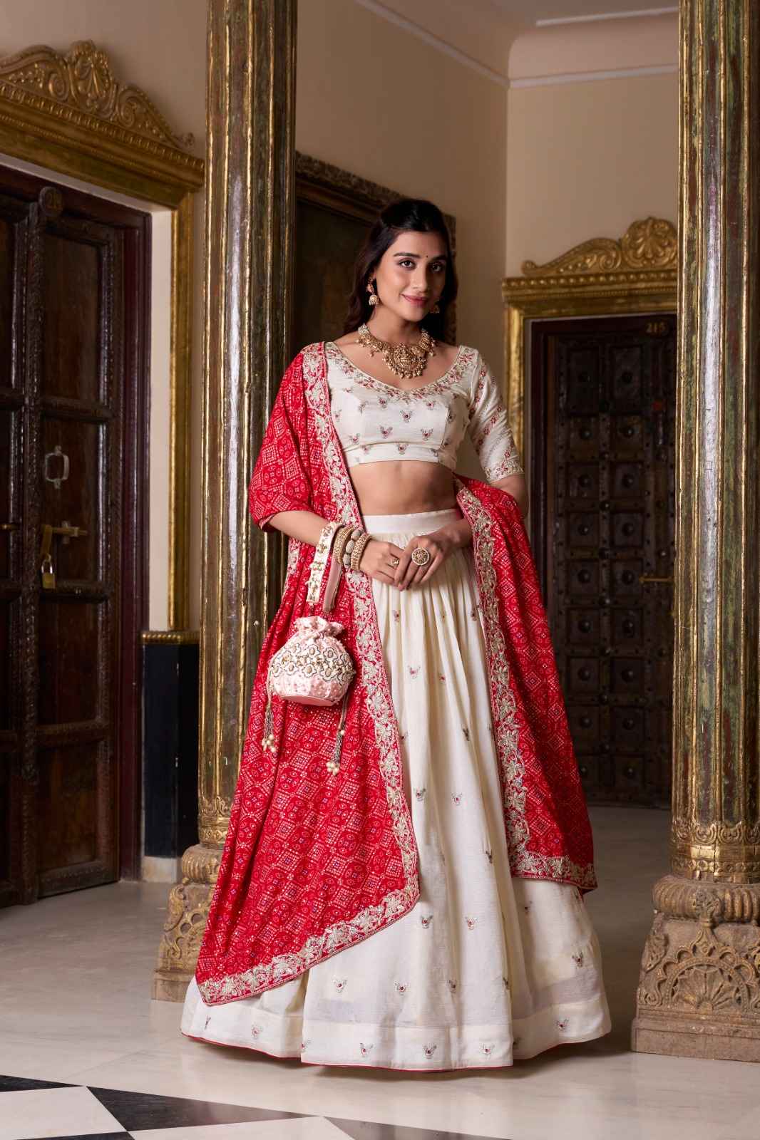 VICHITRA SILK SEQUINS & THREAD EMBROIDERY WORK LEHENGA CHOLI AT WHOLESALE PRICE