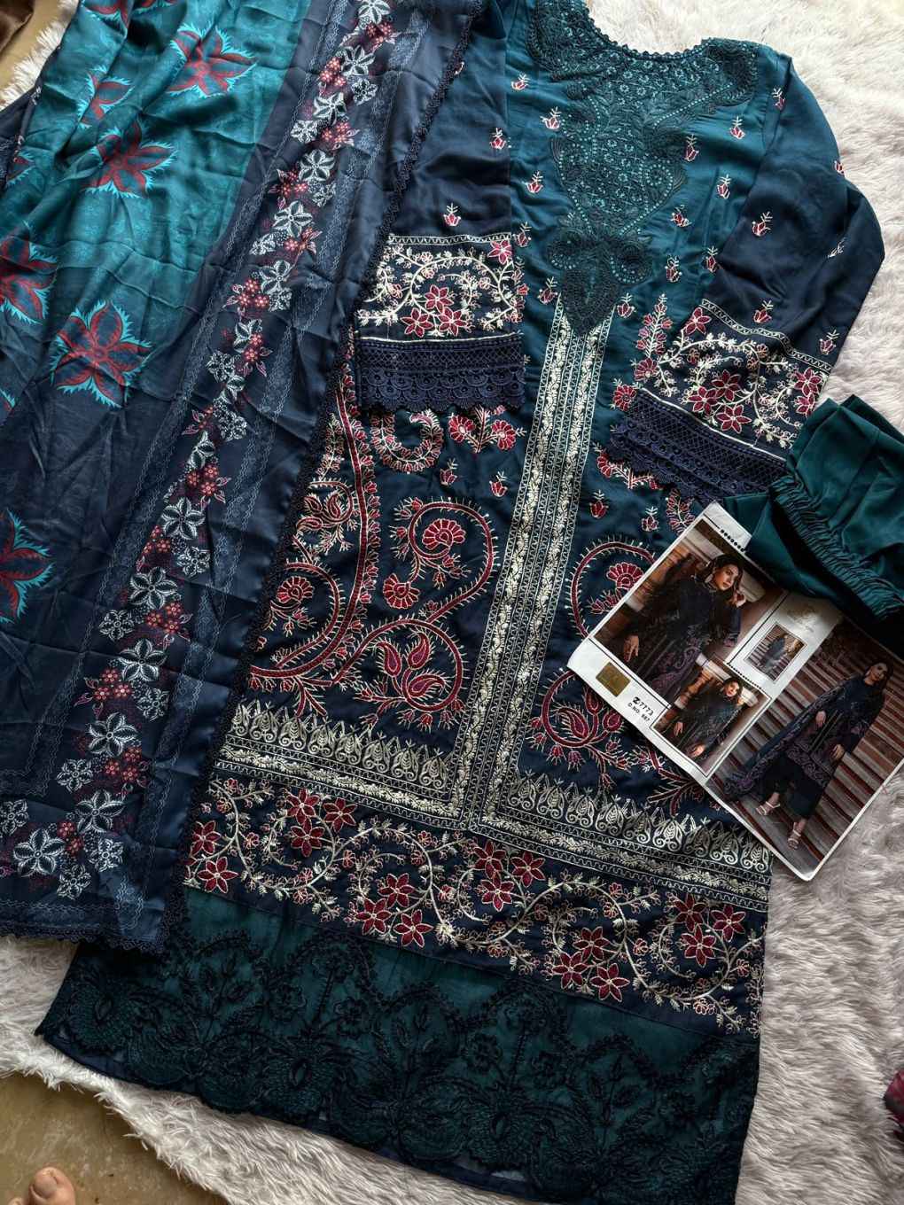 ZIAAZ DESIGNS CODES 888 CAMBRIC COTTON EMBROIDERY DRESS MATERIAL AT WHOLESALE PRICE