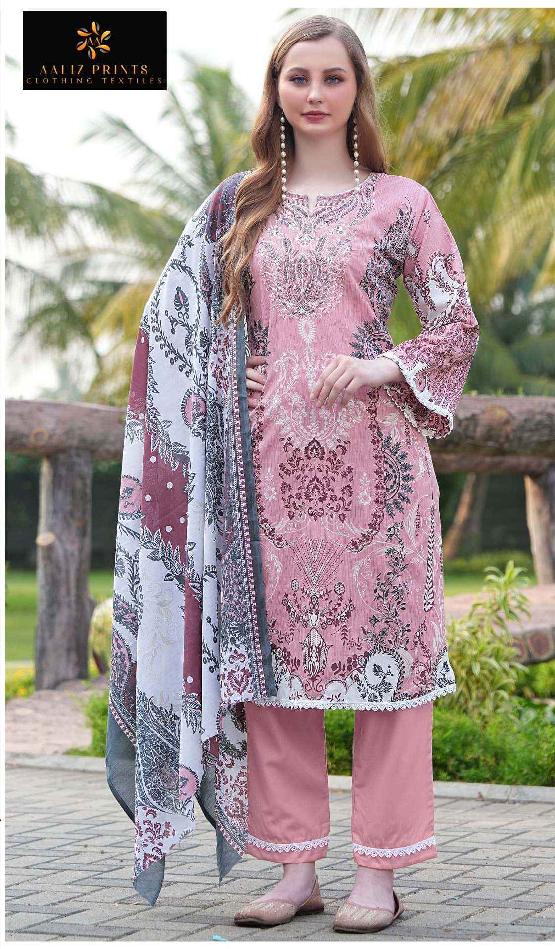 AALIZ AALIYA VOL 9 COTTON‎‎ DIGITAL‎‎‎ PRINT‎‎‎‎‎ED EMBROIDERY COLLECTION DRESS MATERIAL AT WHOLESALE PRICE