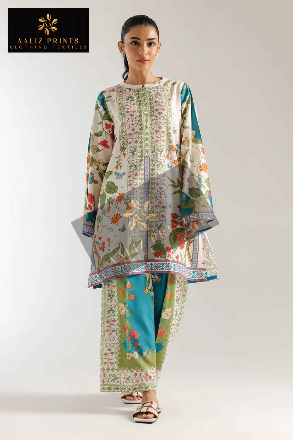 AALIZ PRINT PURE LAWN PRINTED CORD SET AT WHOLESALE PRICE