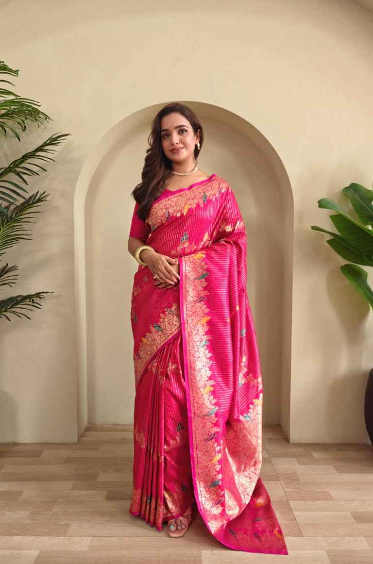 BENARASI MUSHRO SATIN SILK WITH ZARI WEAVING SAREE AT WHOLESALE PRICE
