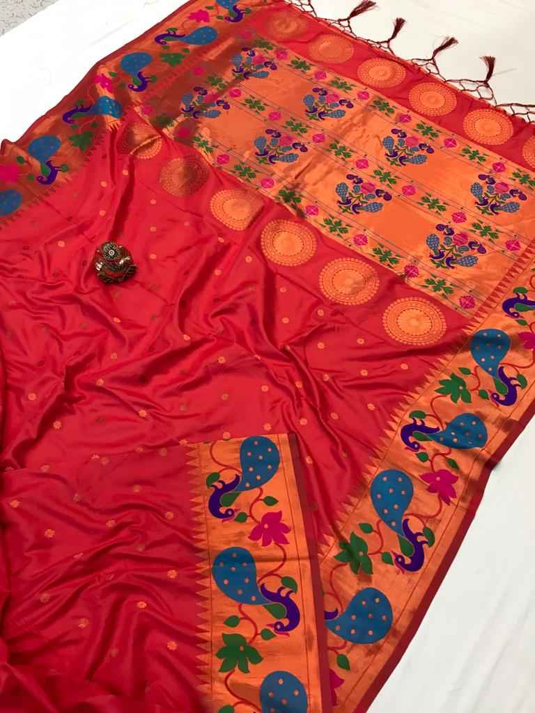 BANARASI LICHI SILK WEAVING PAITHANI SAREE AT WHOLESALE PRICE