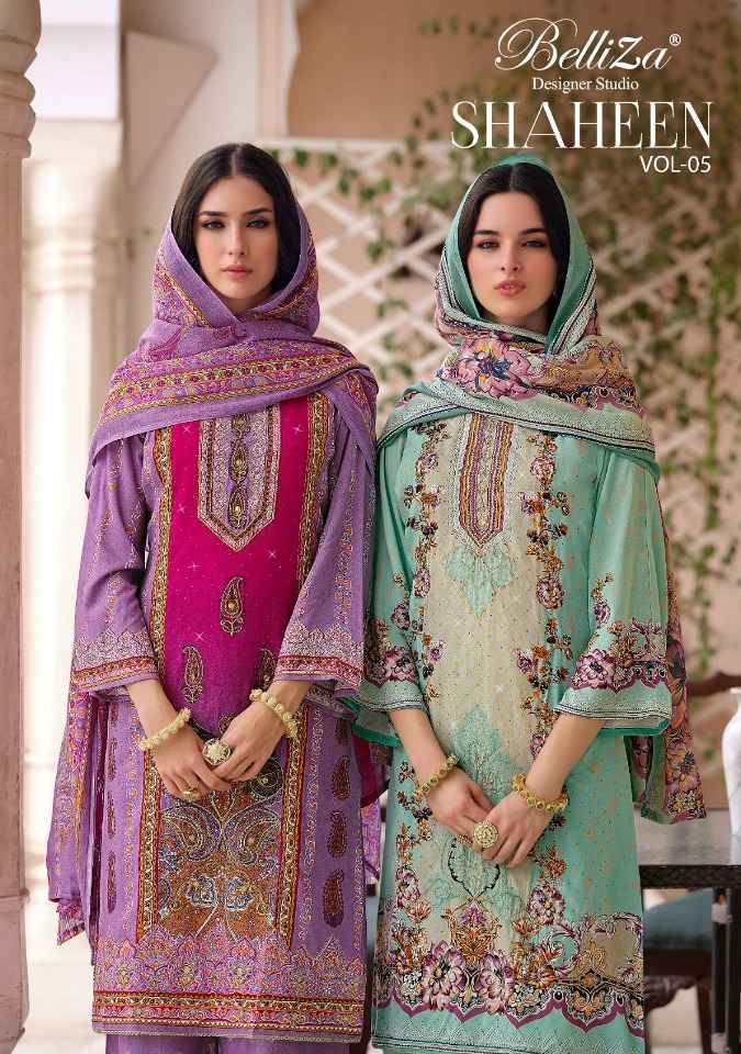 BELLIZA DESIGNER STUDIO SHAHEEN VOL 5 PURE VISCOSE RAYON DRESS MATERIAL AT WHOLESALE PRICE