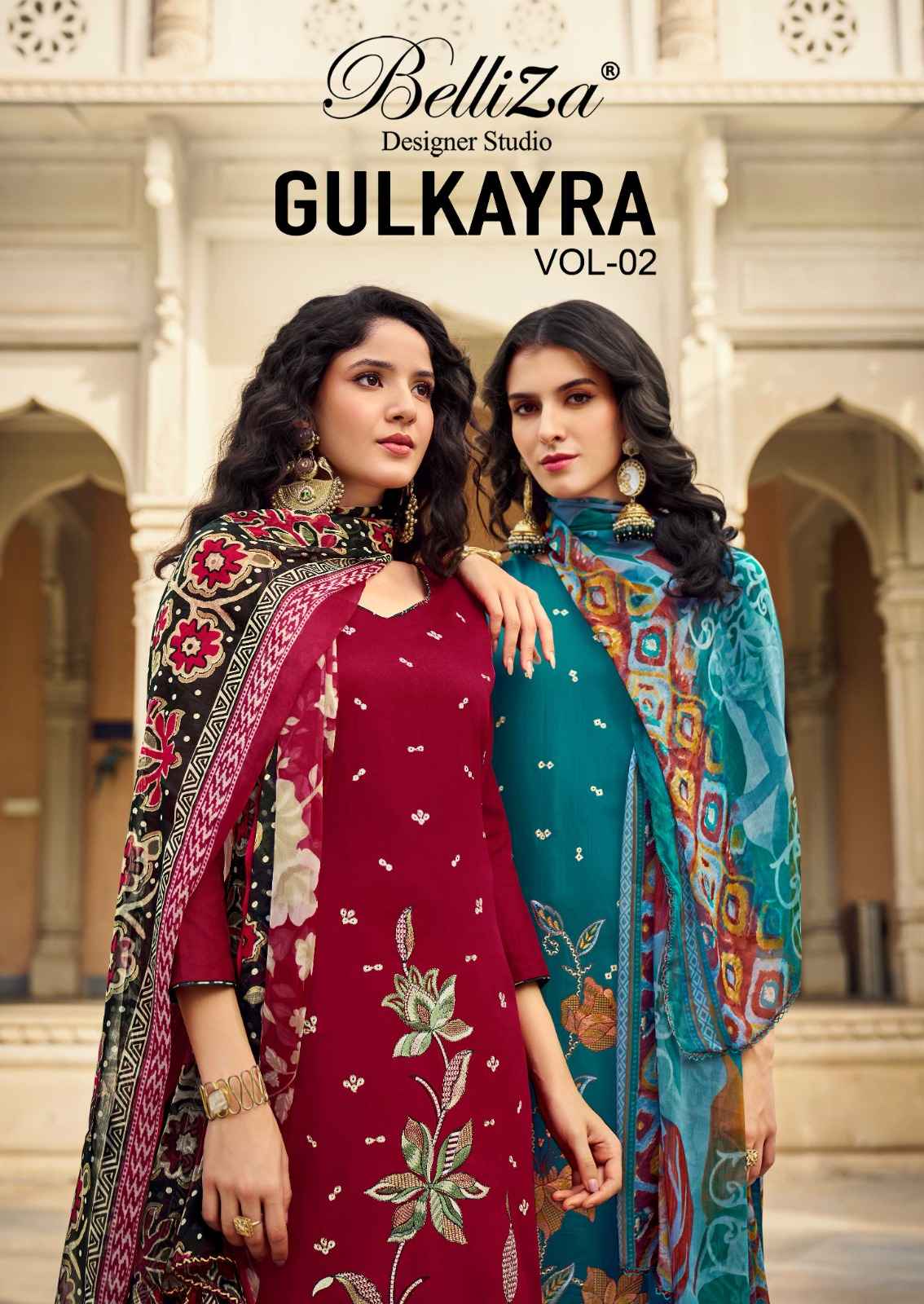 BELLIZA GULKAYRA VOL 2 PURE HEAVY JAM EMBROIDERY WORK DRESS MATERIAL AT WHOLESALE PRICE