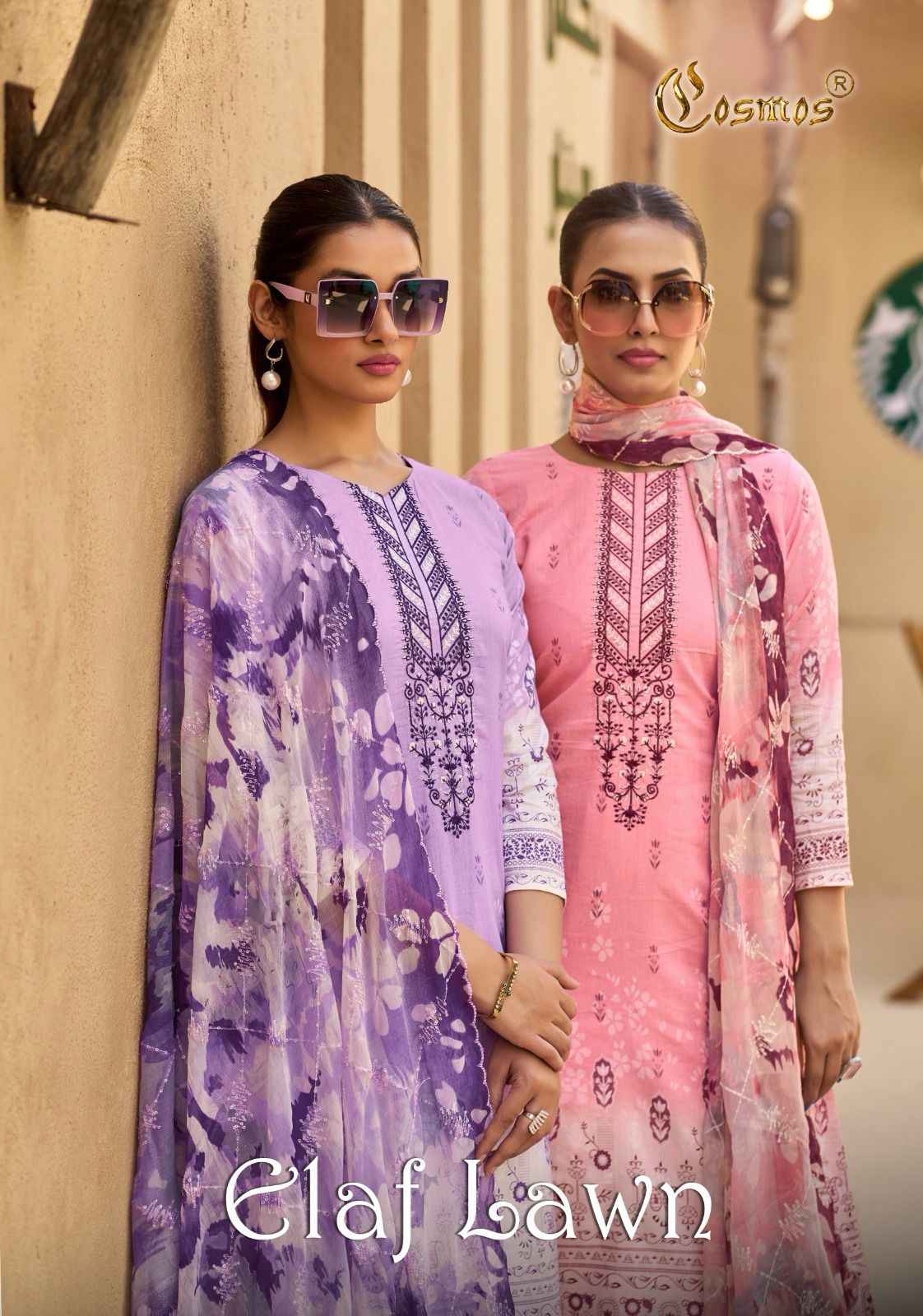 COSMOS ELAF LAWN VOL-1 LAWN COTTON WITH SELF EMBROIDERY DRESS MATERIAL AT WHOLESALE PRICE