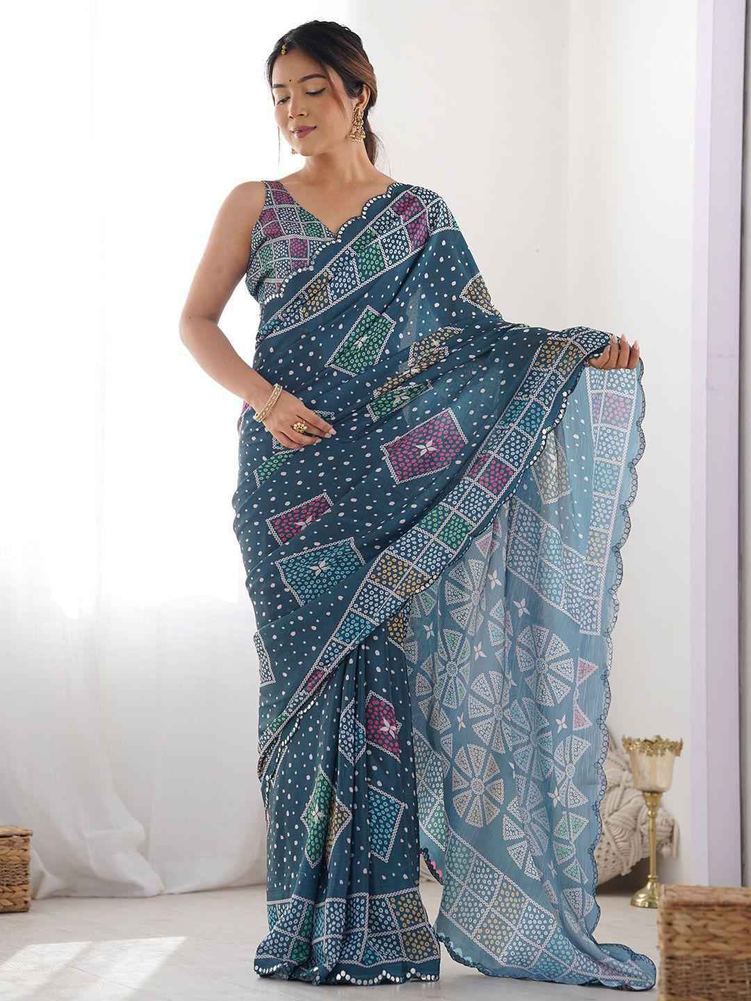  GEORGETTE SILK DIGITAL PRINT  MIRROR WORK BORDER SAREE AT WHOLESALE PRICE