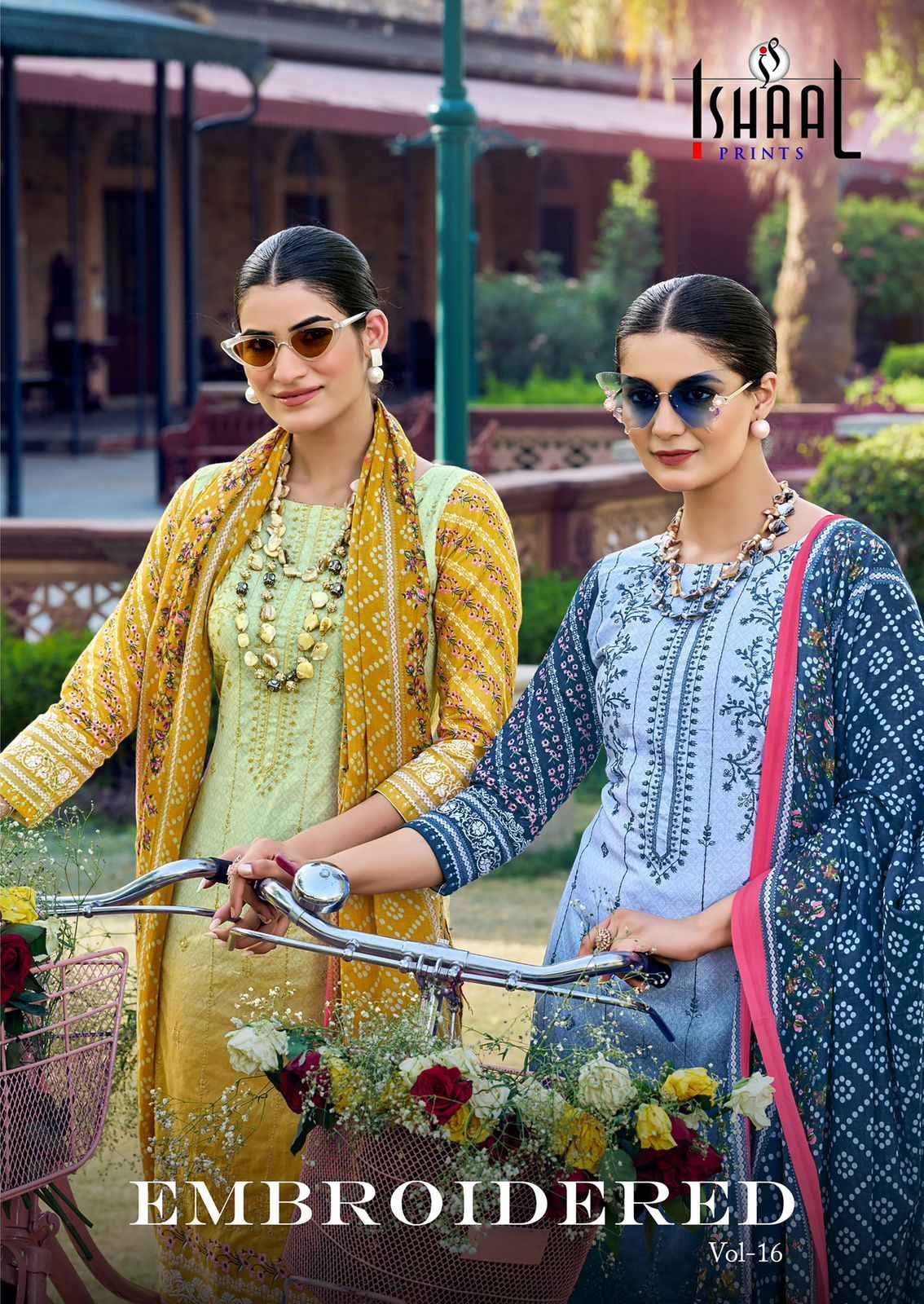 ISHAAL EMBROIDERED VOL-16 PURE LAWN EMBROIDERED DRESS MATERIAL AT WHOLESALE PRICE