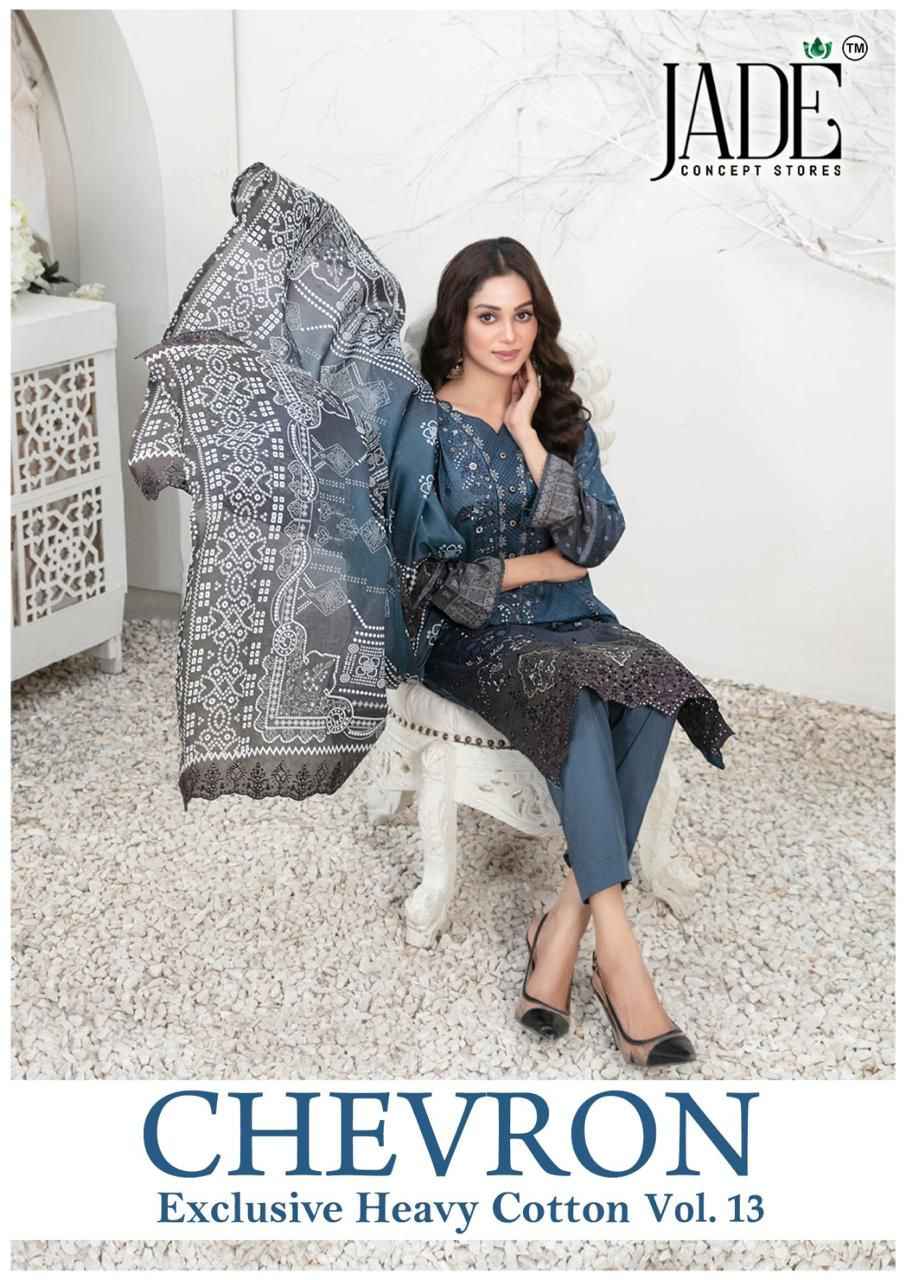 JADE CHEVRON VOL-13 EXCLUSIVE HEAVY COTTON DRESS MATERIAL AT WHOLESALE PRICE