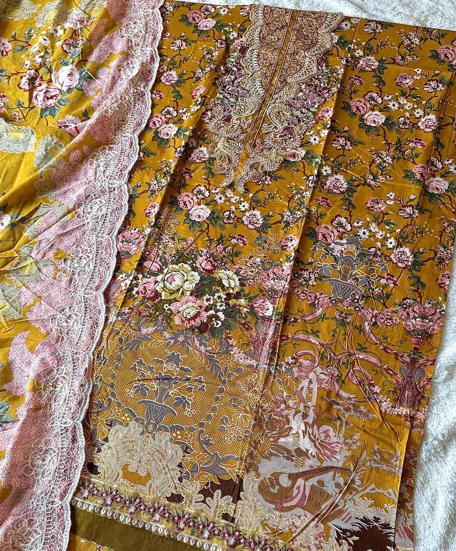 JIHAN NEEDLE WONDER LAWN COLLECTION VOL-4 D NO 3446 PURE COTTON DRESS MATERIAL AT WHOLESALE PRICE