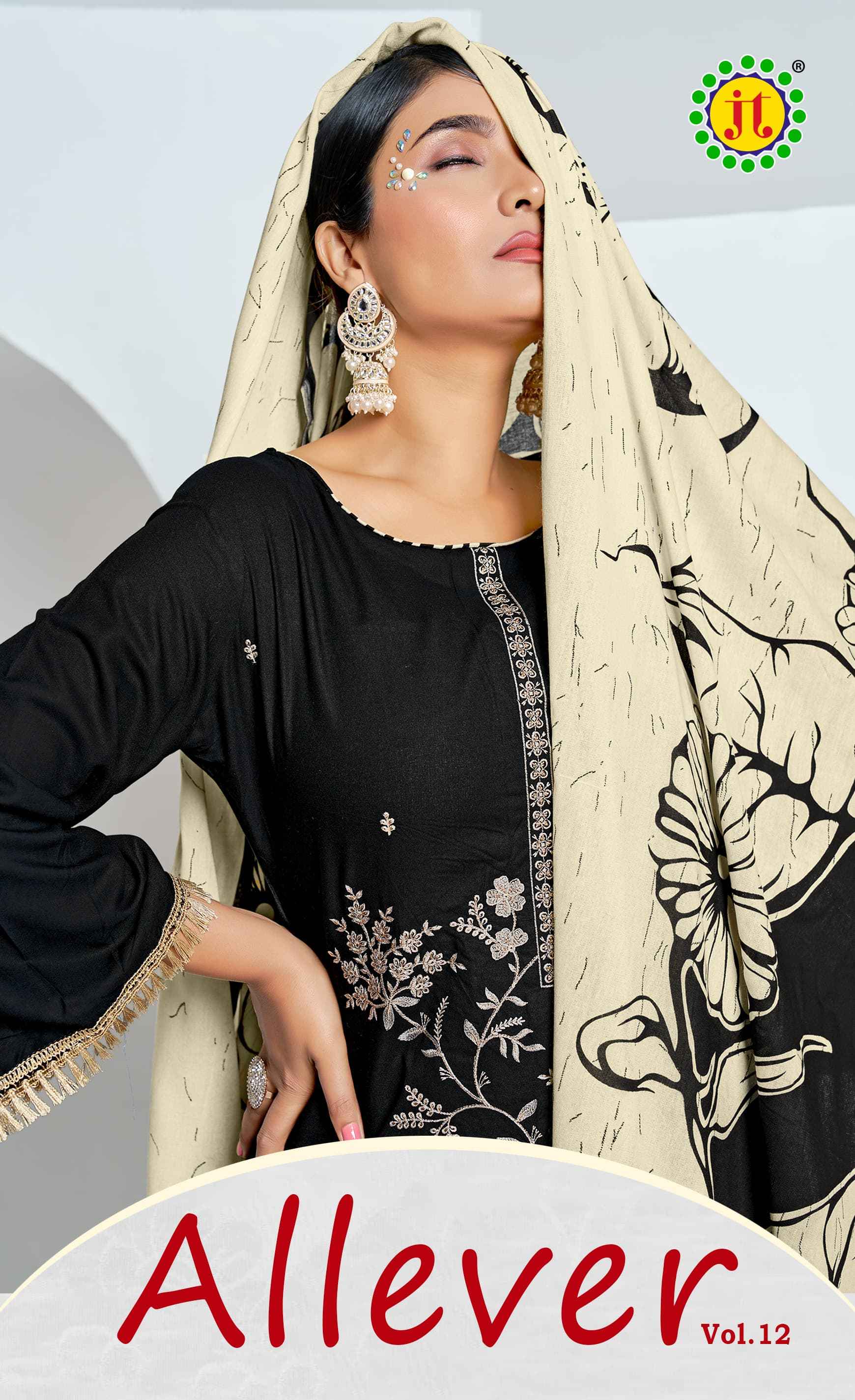 JT ALLEVER 12 RAYON WITH SEQUENCE EMBROIDERY WORK DRESS MATERIAL AT WHOLESALE PRICE
