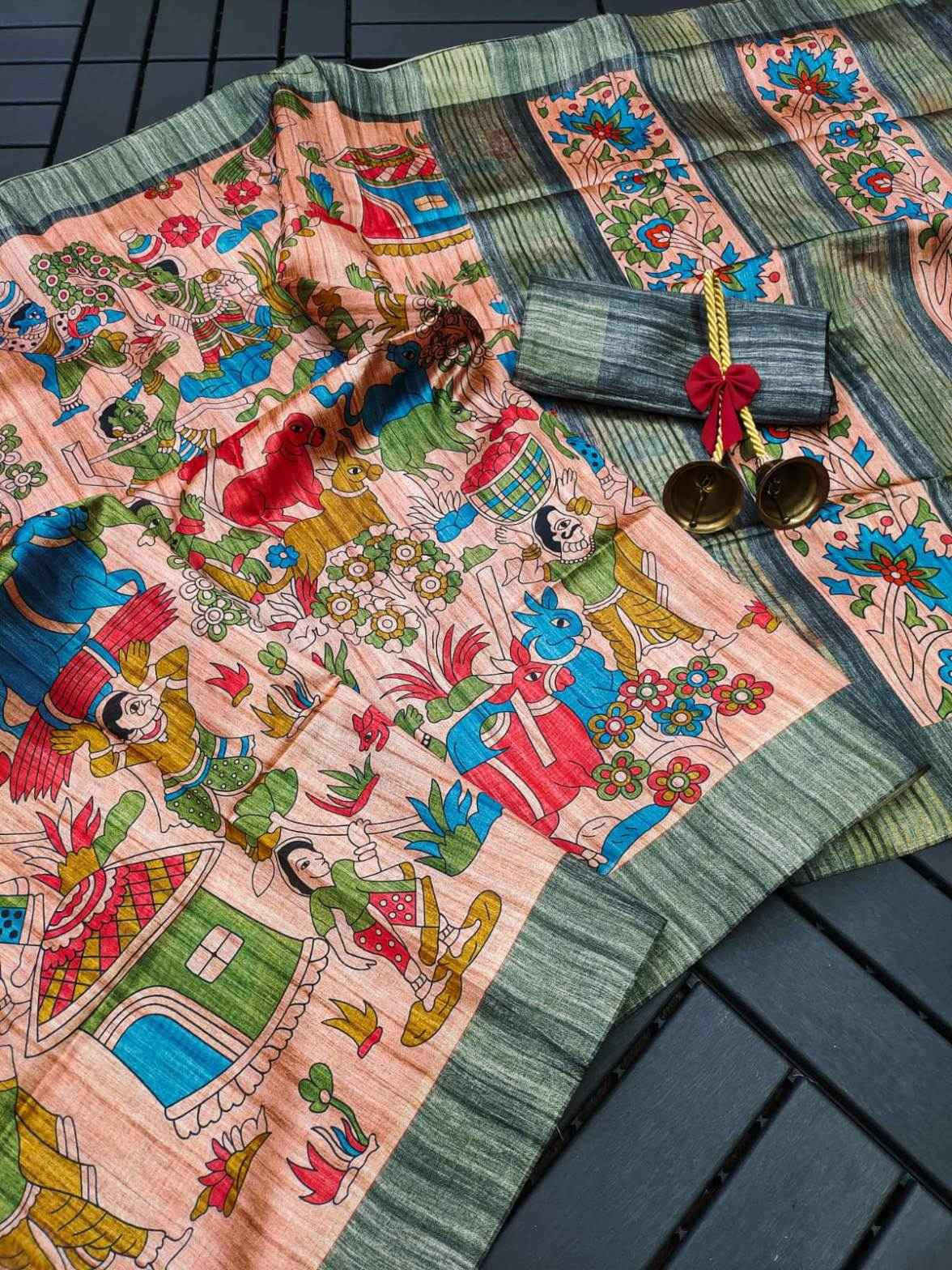 KALAMKARI SOFT TUSSAR SILK ZARI LINNING PALLU SAREE AT WHOLESALE PRICE