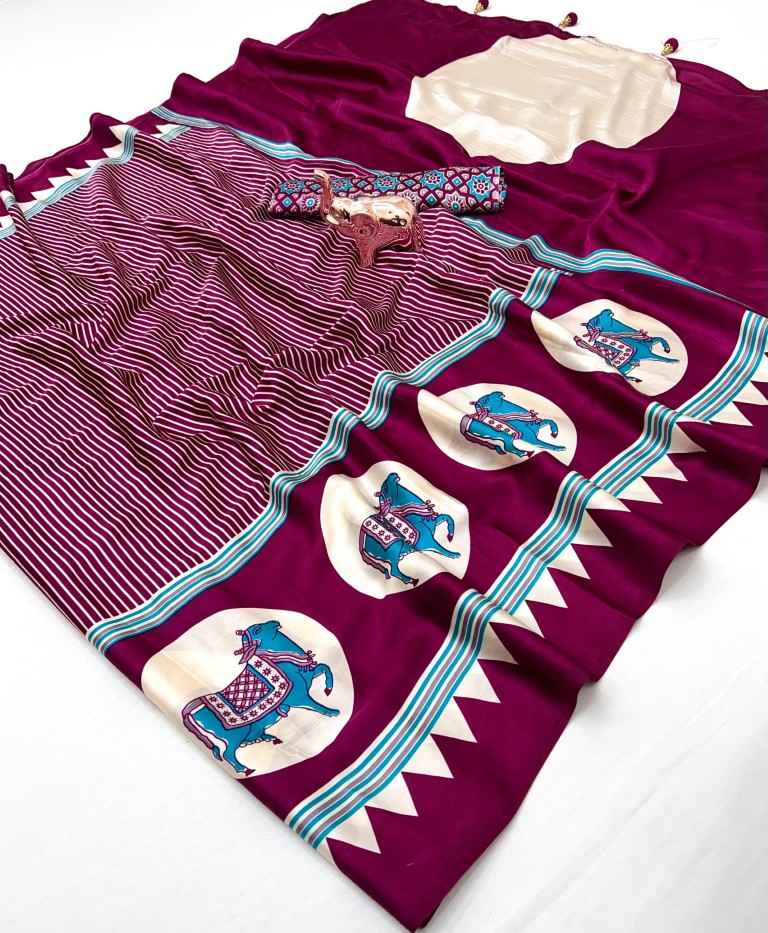 KUTCHI AJARKH PRINT GAJI WITH LEHARIYA PRINTED SAREE AT WHOLESALE PRICE