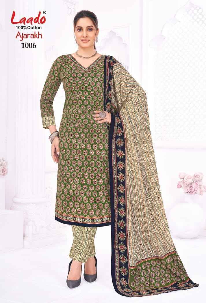 LAADO AJARAKH VOL-01 PURE HEAVY COTTON PRINTED DRESS MATERIAL AT WHOLESALE PRICE