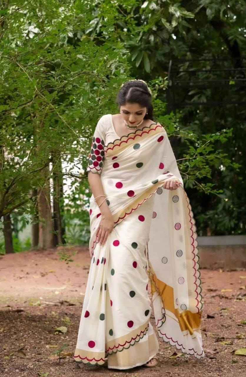 LINEN DIGITAL PRINT CUT WORK BORDER SAREE AT WHOLESALE PRICE
