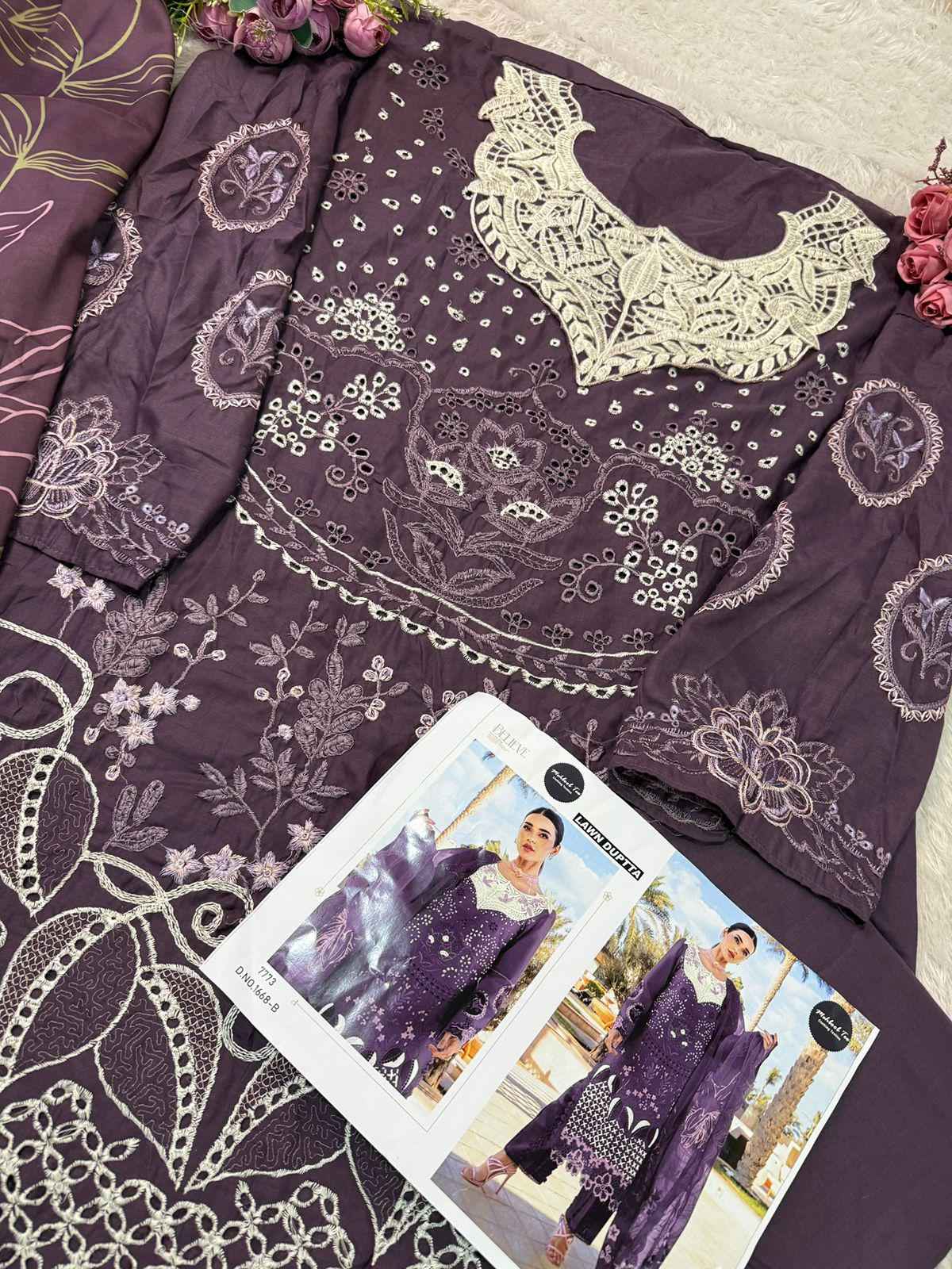 MEHBOOB MARIA B EMB. LAWN PURE VISOCSE LAWN SELF EMBROIDERY DRESS MATERIAL AT WHOLESALE PRICE