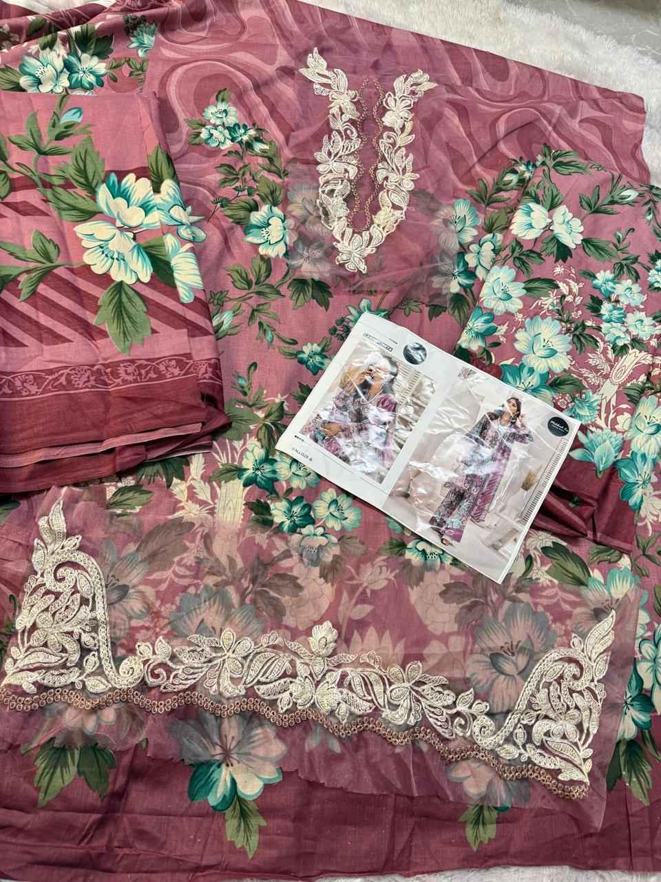 MEHBOOLB TEX D NO 1529 B PURE COTTON PRINTED EMBRODAIRY DRESS MATERIAL AT WHOLESALE PRICE