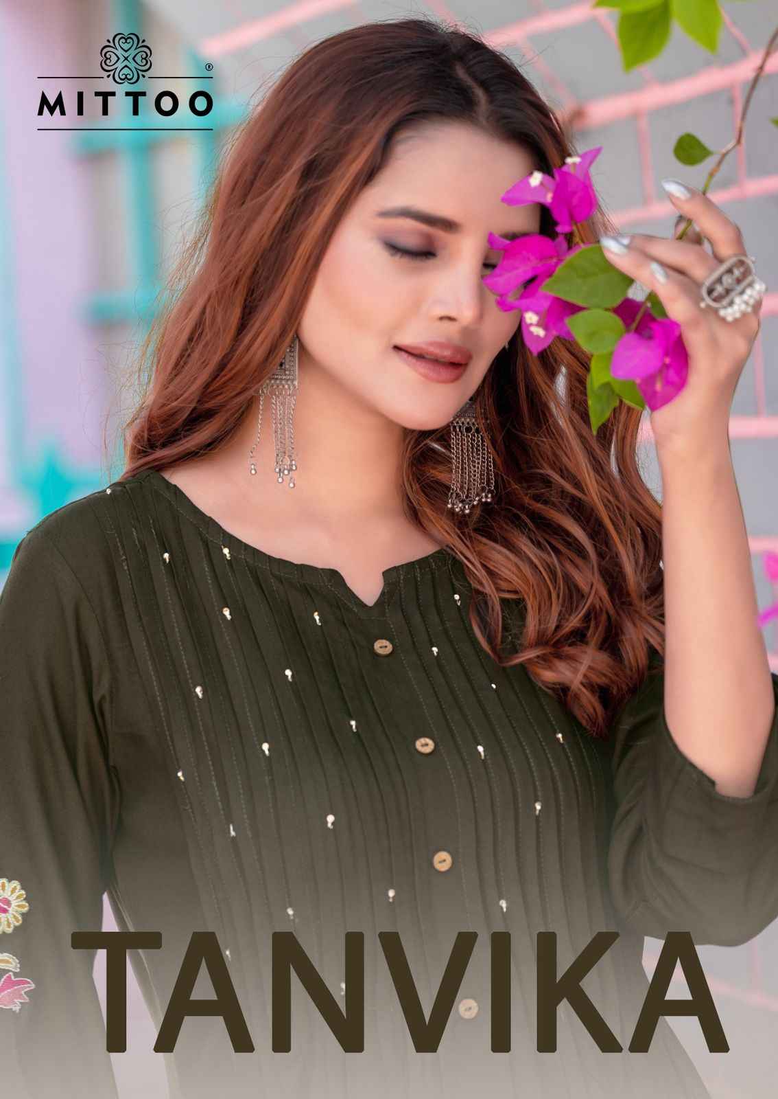 MITTOO TANVIKA HEAVY RAYON THREAD & HANDWORK ROUND KURTI PANT AT WHOLESALE PRICE