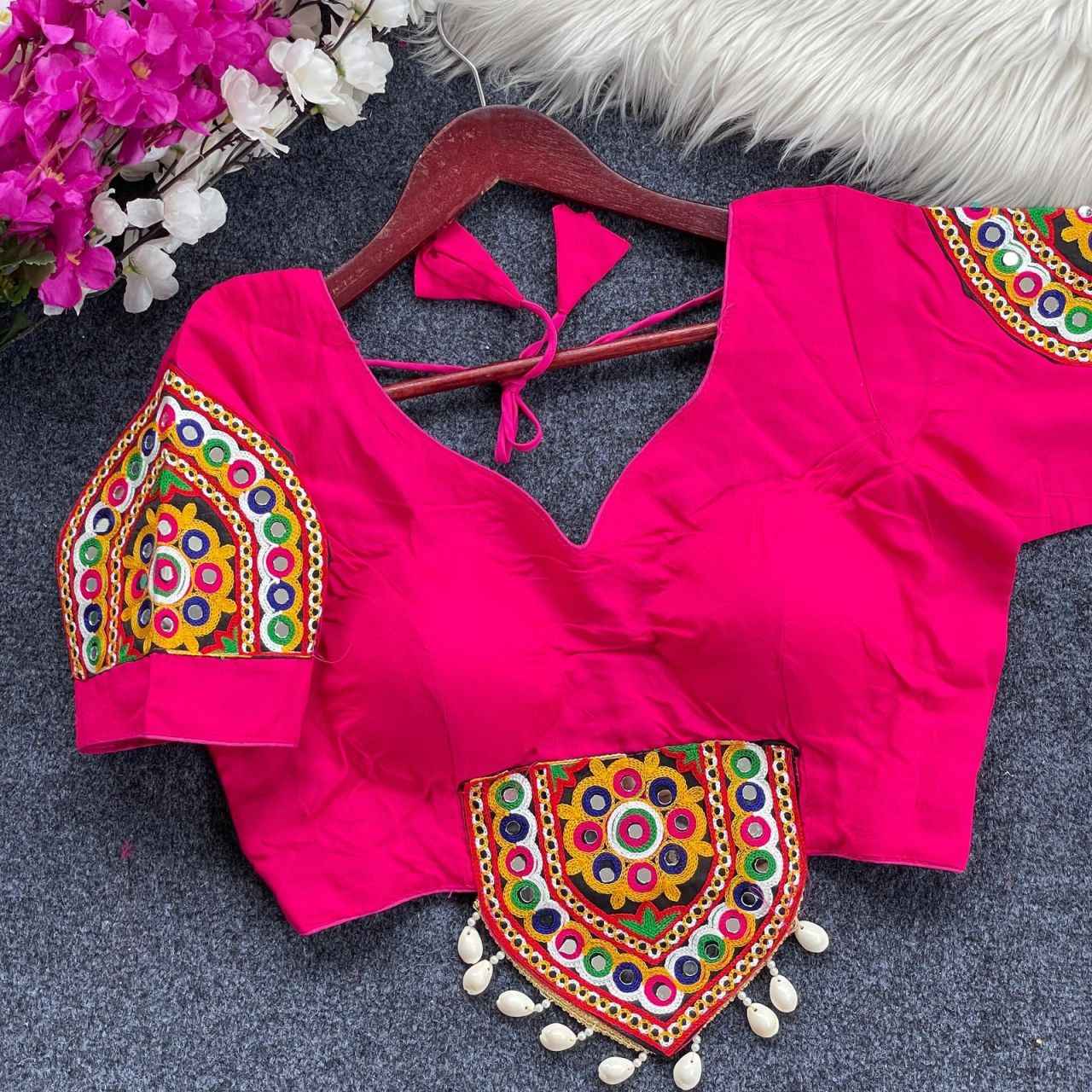 NAVRATRI HALTER NECK  HEAVY EMBROIDERY BLOUSE AT WHOLESALE PRICE