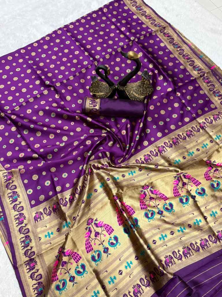 PAITHANI SILK GOLD ZARI MEENAKARI MOTIFS SAREE AT WHOLESALE PRICE