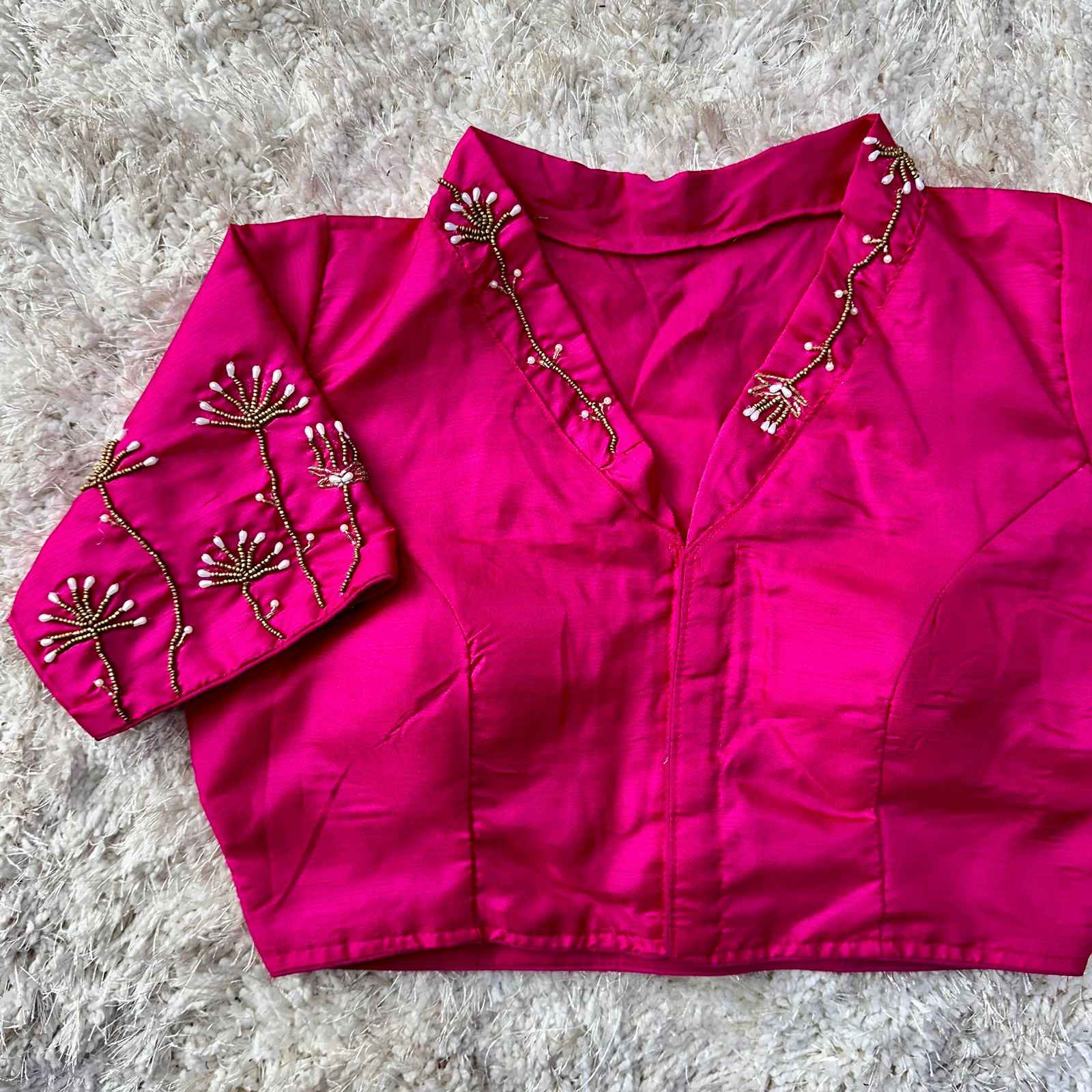 PISTA SILK HANDWORK DESIGNER BLOUSE AT WHOLESALE PRICE