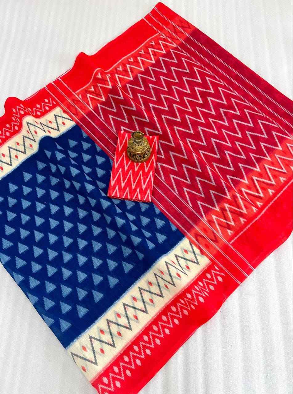 PLAIN LINEN DIGITAL PRINTED SAREE WITH DIGITAL BLOUSE AT WHOLESALE PRICE