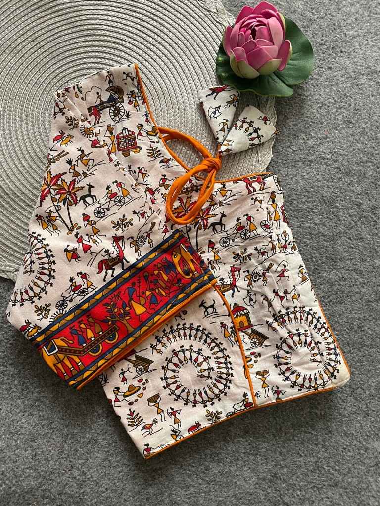 PURE COTTON HANDBLOCK PRINT BOAT NECK BLOUSE AT WHOLESALE PRICE
