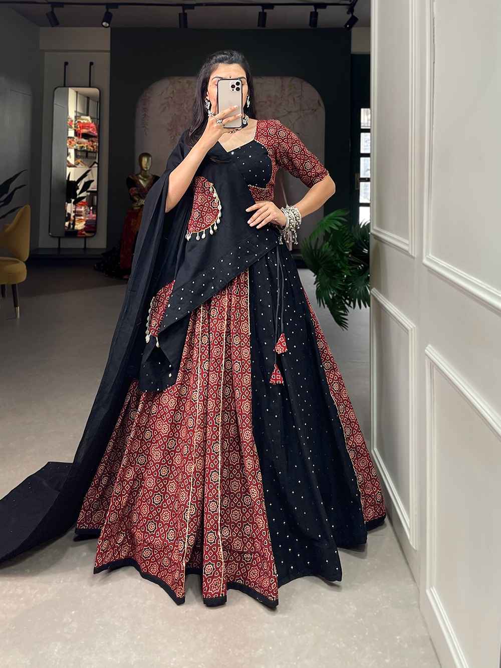 PURE COTTON PRINTED AND MIRROR WORK LEHENGA CHOLI AT WHOLESALE PRICE