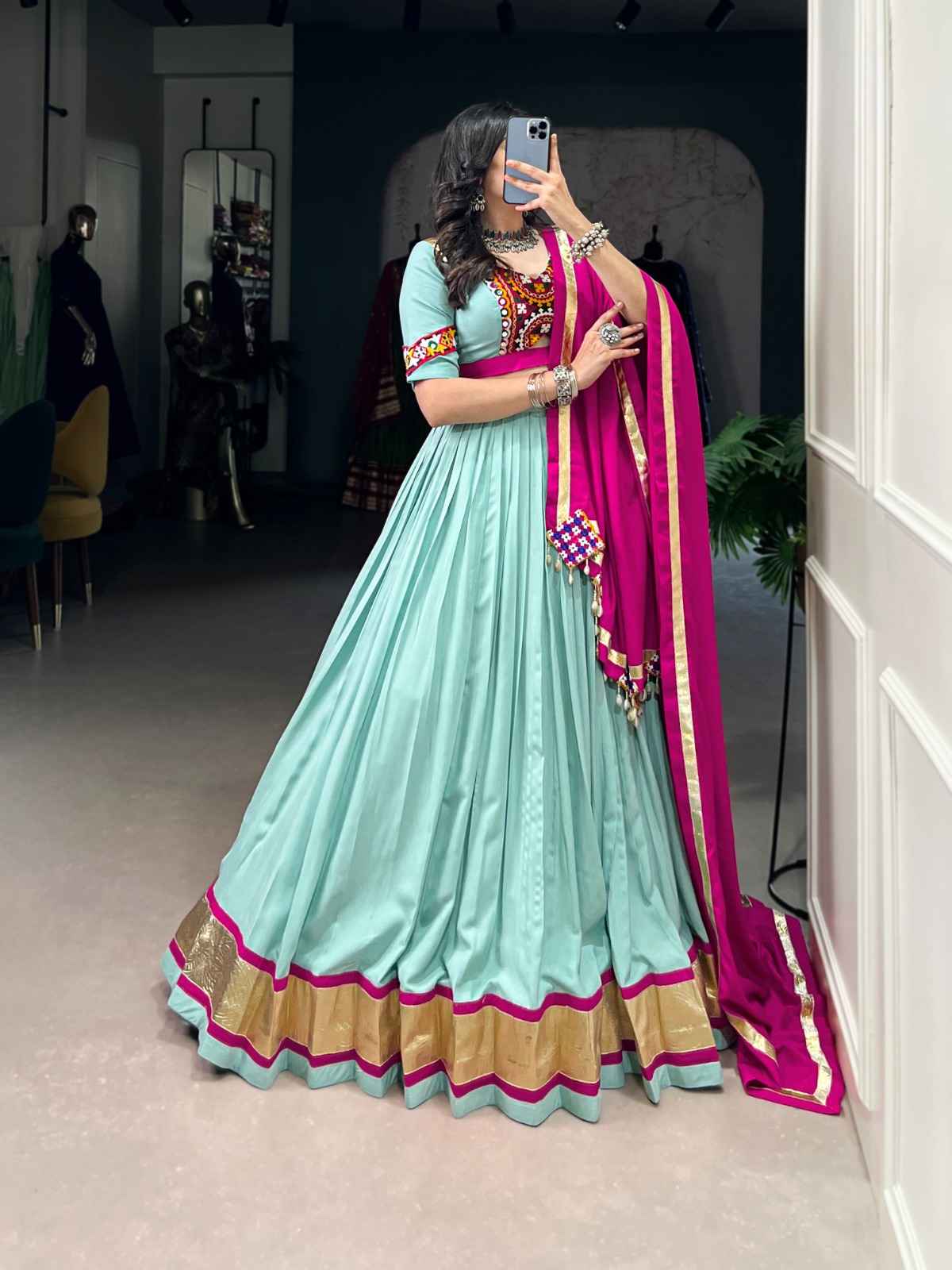 PURE RAYON EMBOSSED DESIGN LEHENGA CHOLI AT WHOLESALE PRICE