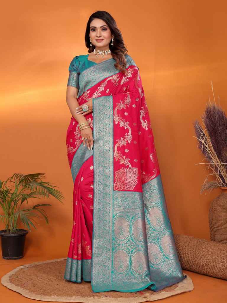 PURE SOFT BANARASI SILK WEAVING BORDER SAREE AT WHOLESALE PRICE
