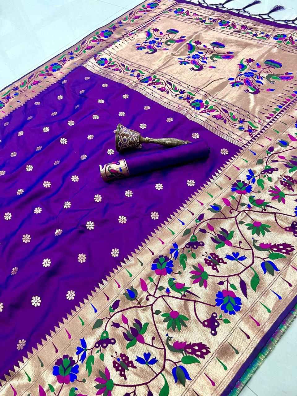 PURE SOFT KANCHIVRAM PETHANI MINAKARI BORDER SILK SAREE AT WHOLESALE PRICE
