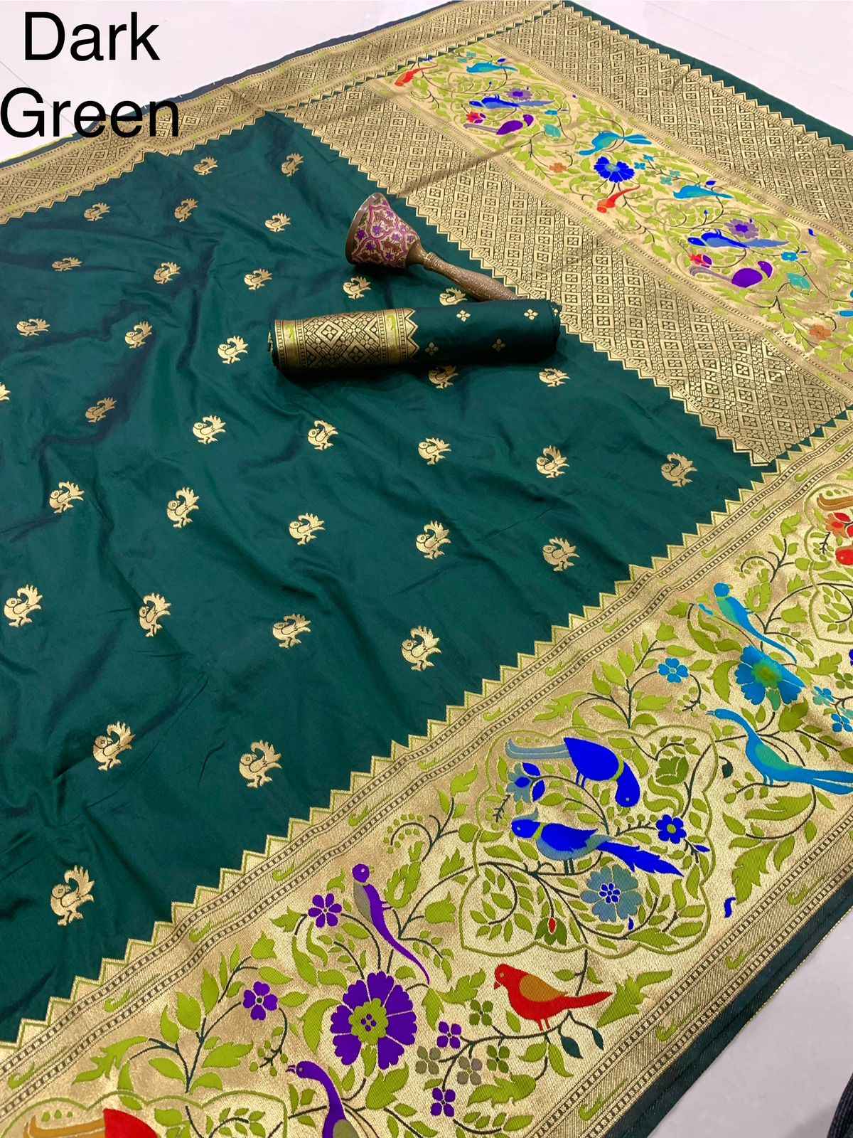 PURE SOFT KANCHIVRAM PETHANI SILK BIG BODER SAREE AT WHOLESALE PRICE