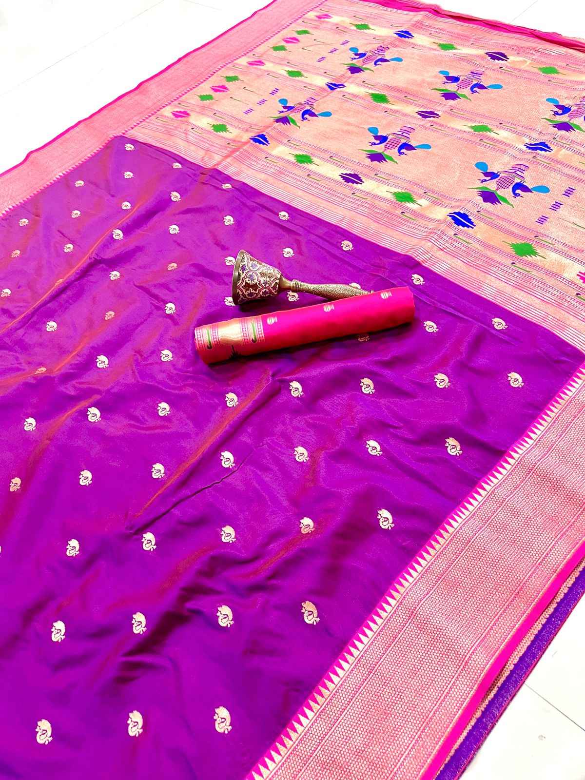 PURE SOFT KANCHIVRAM PETHANI SILK HEAVY MINA AND ZARI WEAVING SAREE AT WHOLESALE PRICE