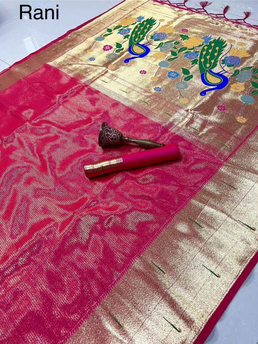 PURE SOFT KANCHIVRAM TISSUE PAITHANI SILK MUNIYA BODER SAREE AT WHOLESALE PRICE