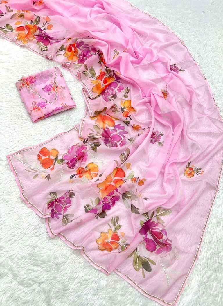 PURE TEBBY SILK DIGITAL PRINT HANDWORK SAREE AT WHOLESALE PRICE
