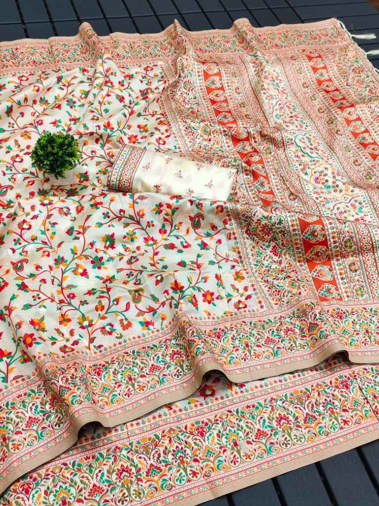 RAJA MOULI - 4 PURE KASHMIRI PASHMINA SILK WEAVING SAREE AT WHOLESALE PRICE
