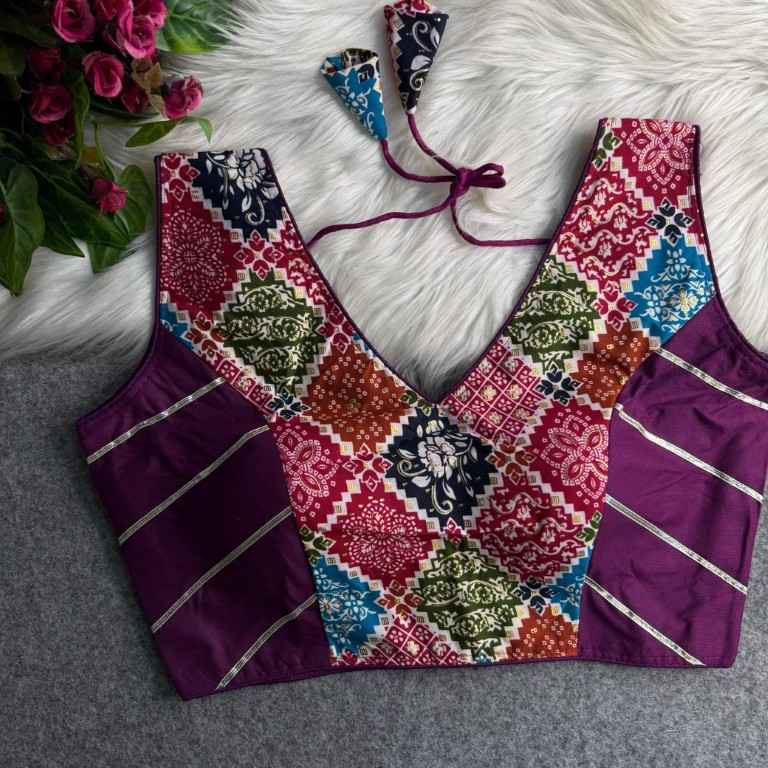 RAYON COTTON PRINT & GOTTA LACE PATTERN BLOUSE AT WHOLESALE PRICE