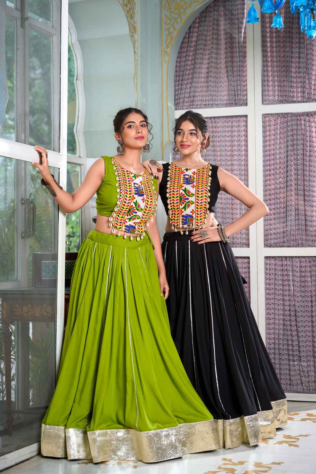 RAYON PLAIN AND LACE BORDER WITH GOTTA PATTI LEHENGA CHOLI AT WHOLESALE PRICE