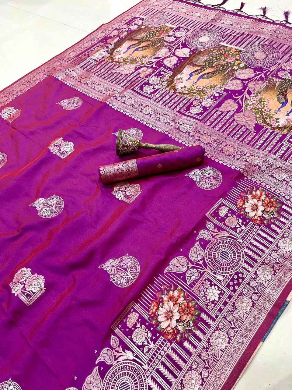 PURE SOFT KANCHIVRAM PETHANI SILK ZARI PARROT DESIGN SAREE AT WHOLESALE PRICE