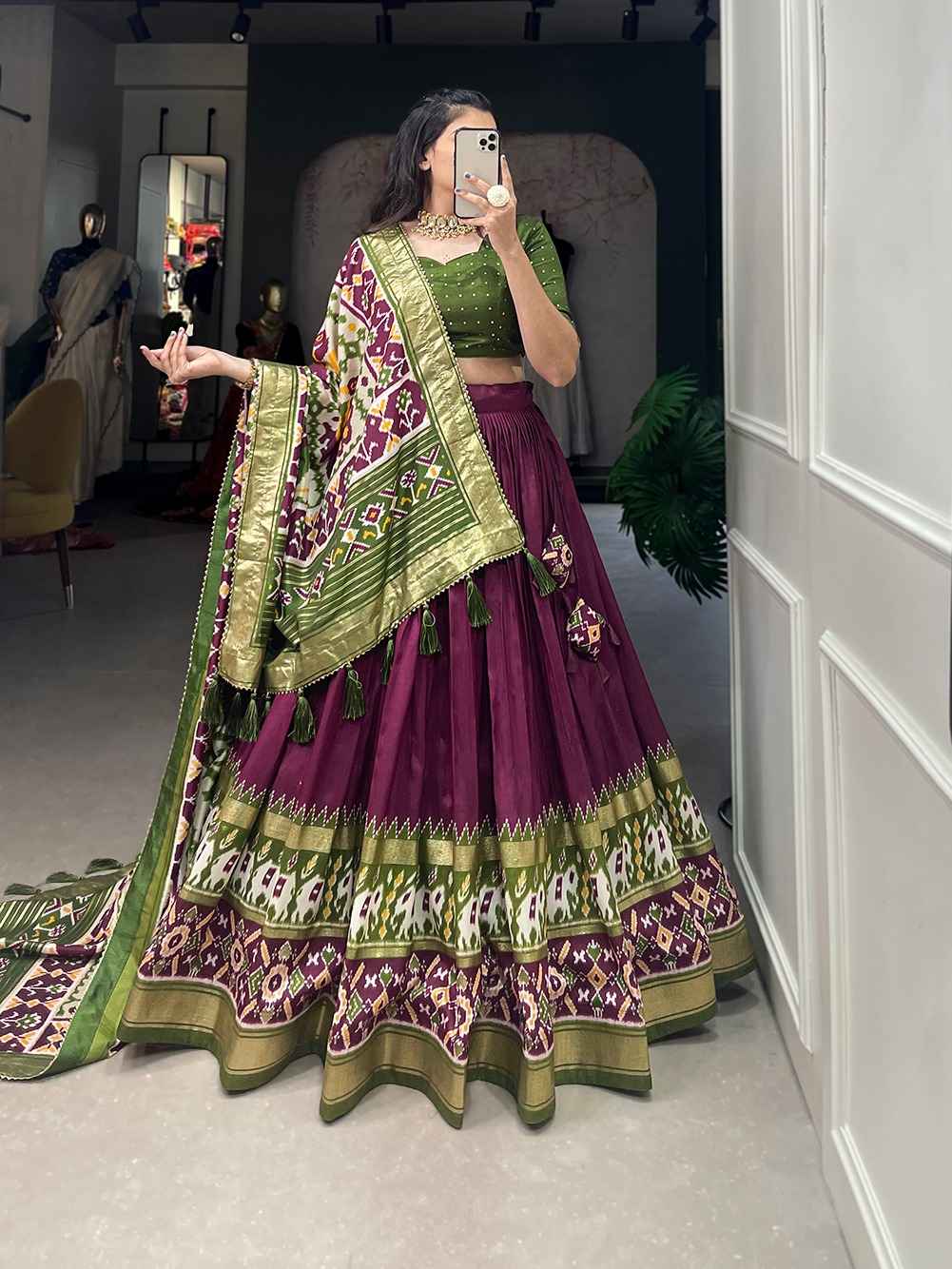 SHIVKRUPA ENTERPRICE PRESENT TUSSAR SILK  PATOLA PRINT LEHENGA CHOLI AT WHOLESALE PRICE