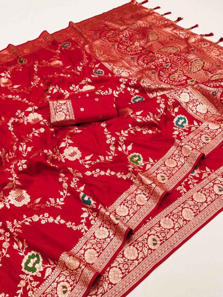 SOFT BANARASI SILK MEENAKARI WEAVING BORDER SAREE AT WHOLESALE PRICE