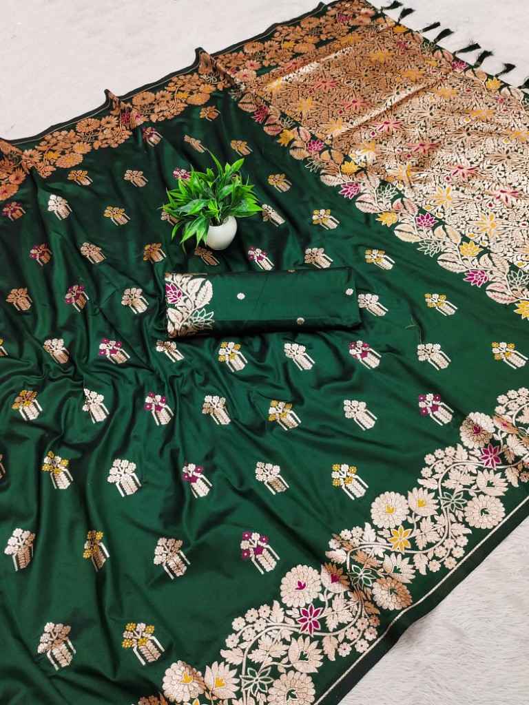 SOFT BANARASI SILK MEENAKARI WEAVING PALLU WITH BORDER SAREE AT WHOLESALE PRICE