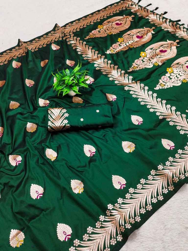 SOFT BANARASI SILK WITH GOLD ZARI WEAVING MEENAKARI SAREE AT WHOLESALE PRICE