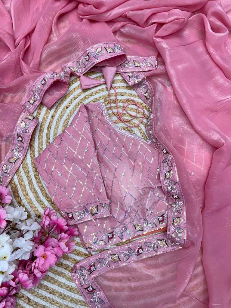 SOFT CRUNCHY HAND WORK AND SEQUENCE WORK SAREE WITH STICH BLOUSE AT WHOLESALE PRICE