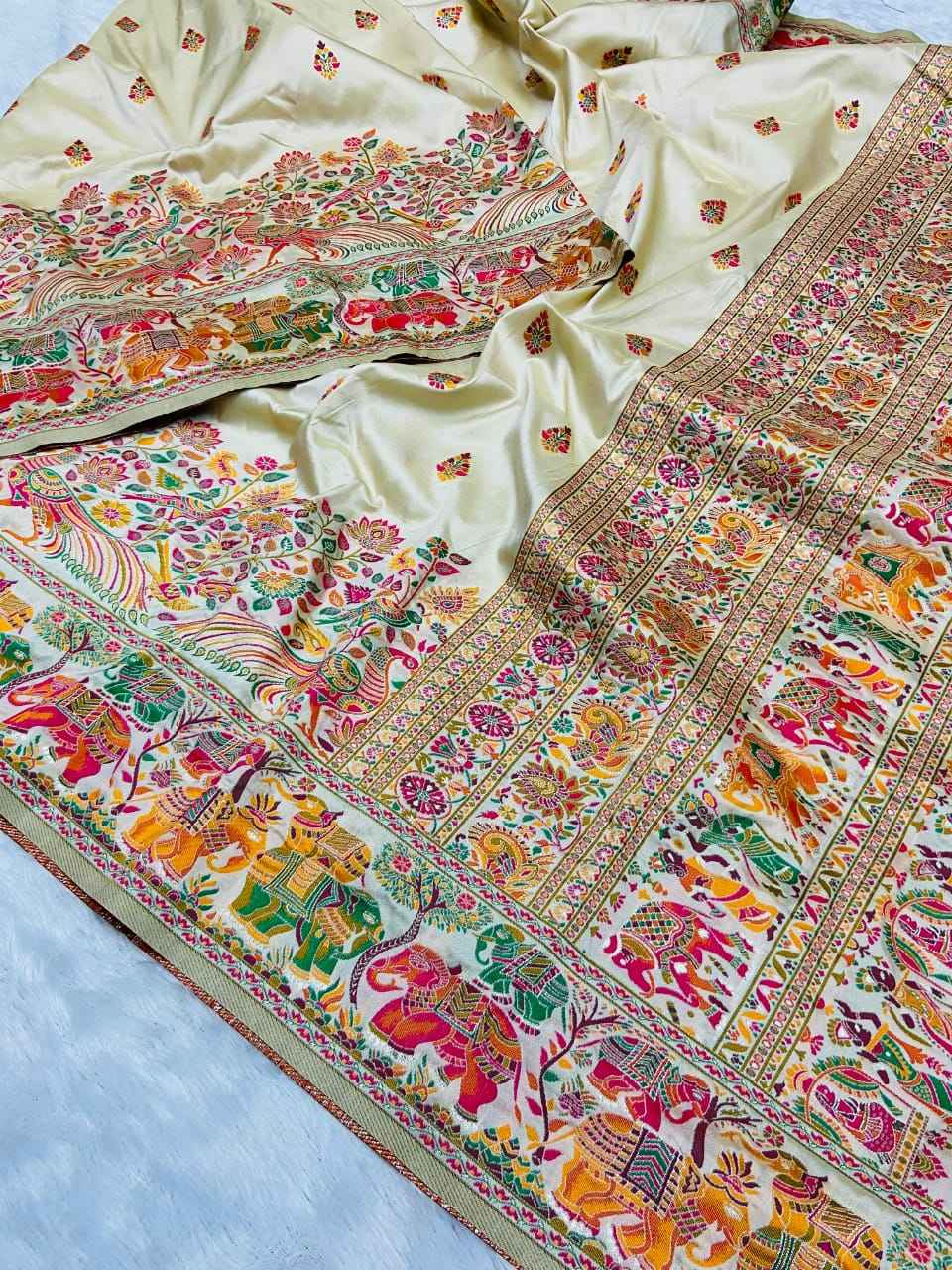 SOFT KASHMIRI PASHMINA SILK COLOURFULL WEAVING SAREE AT WHOLESALE PRICE