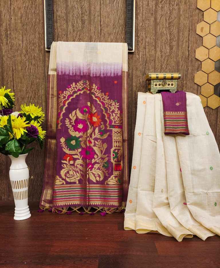 SOFT MUGA COTTON COLOURFULL RESHAM WEAVING SAREE AT WHOLESALE 