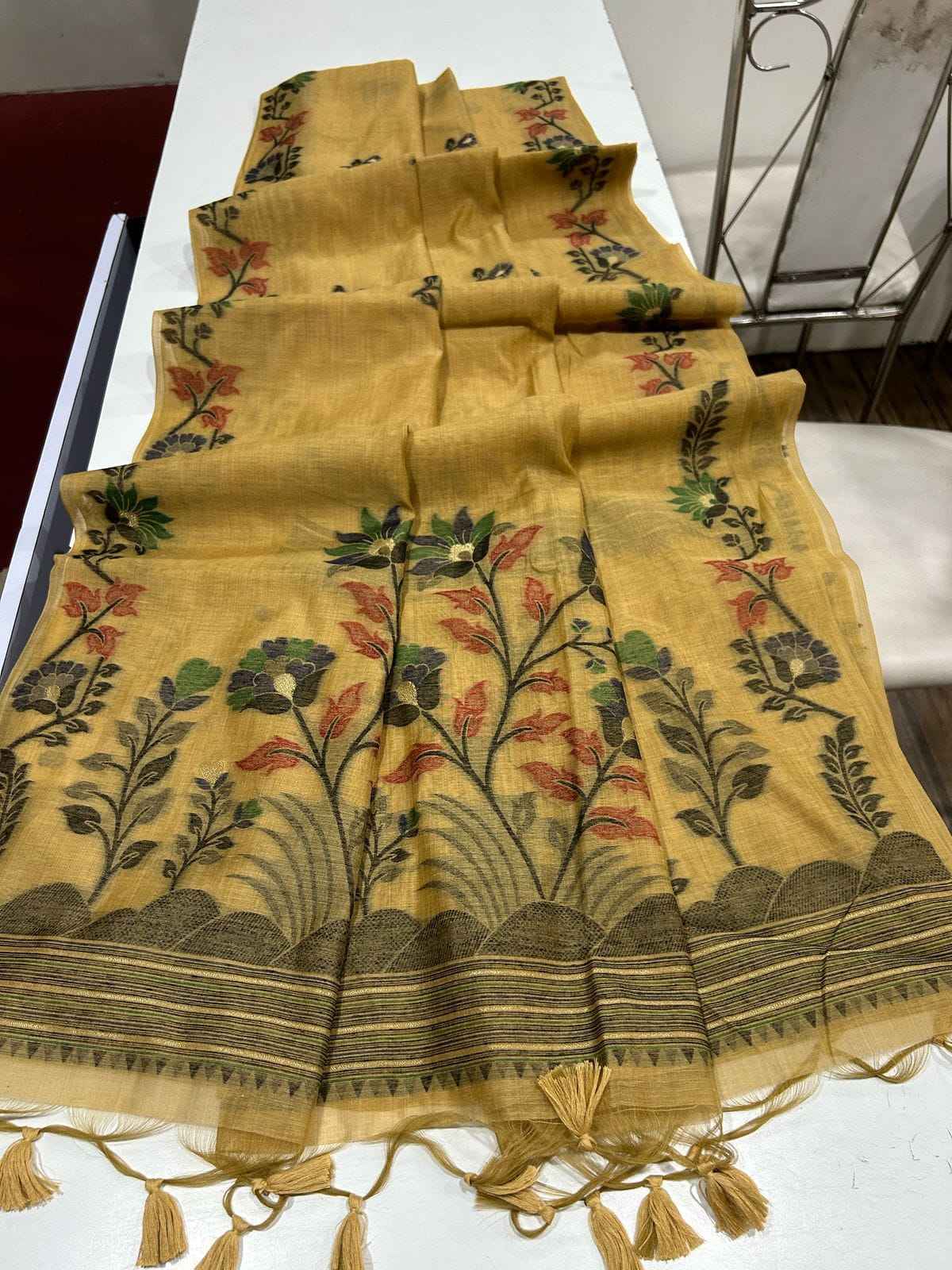 SOFT MUGA COTTON JAMDANI CONCEPT SAREE AT WHOLESALE PRICE