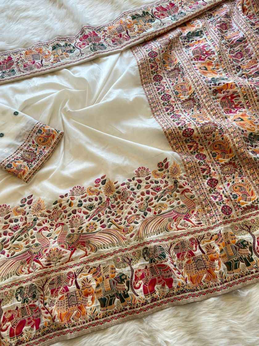 SOFT N PURE RAJWADI PASHMINA SILK WEAVING SAREE AT WHOLESALE PRICE