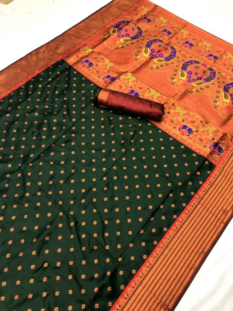 SOFT PAITHANI SILK RICH PALLU AND HEAVY ZARI MINA WORK SAREE AT WHOLESALE PRICE