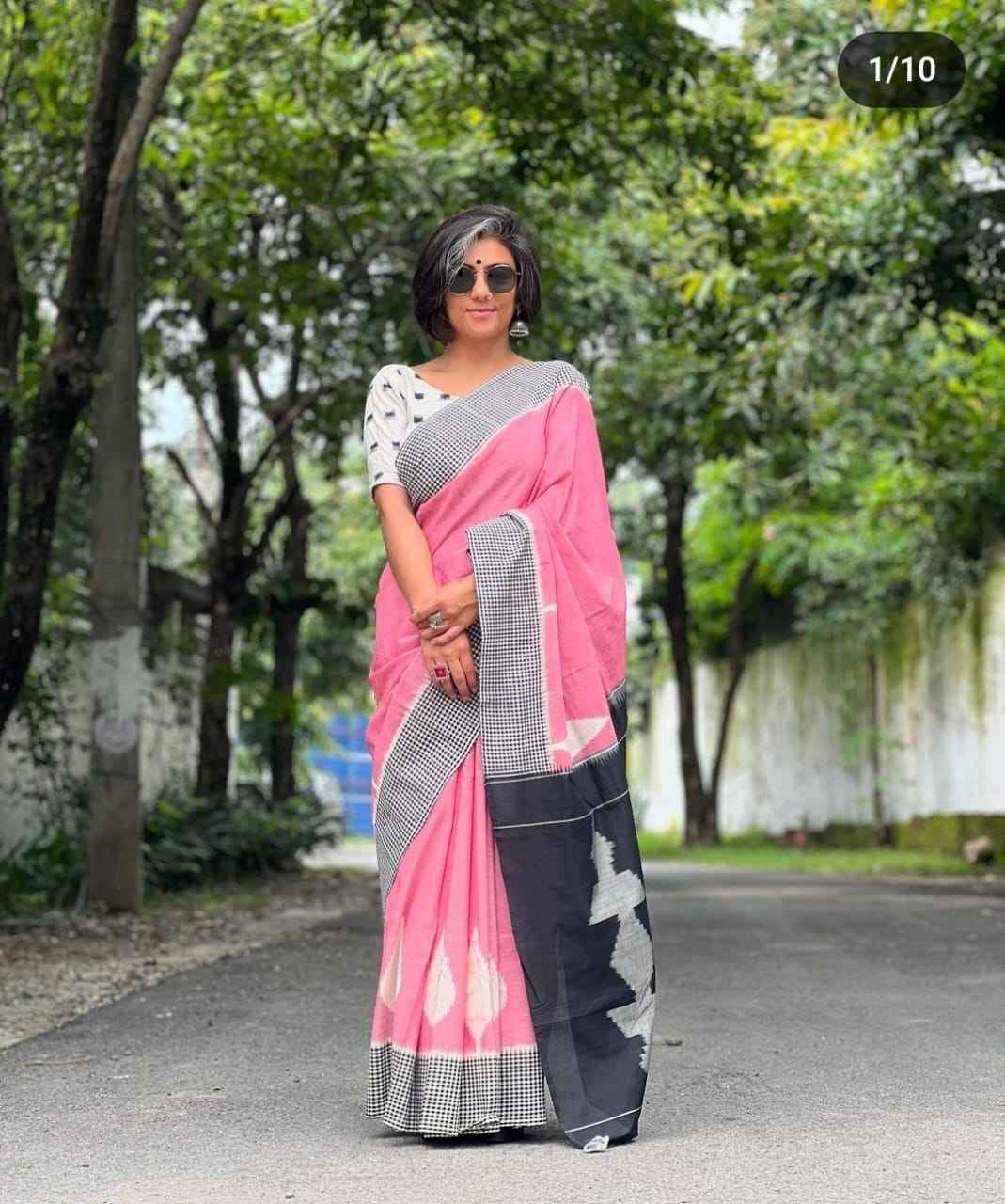 SOFT PURE COTTON IKKAT PRINTED FANCY SAREE AT WHOLESALE PRICE
